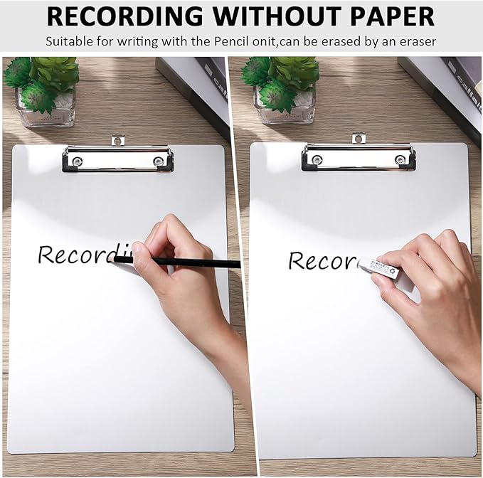 Epakh 8 Pieces Clipboard Bulks Metal Clipboard Aluminum Office Low Profile Clip Standard A4 Letter Size Metal Clip Board, Size 12.5 x 9 Inch