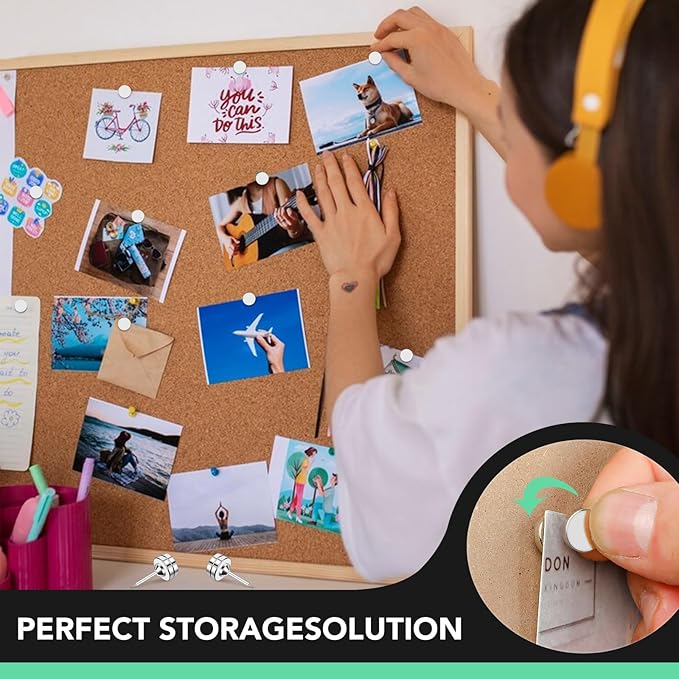 E BAVITE Magnetic Push Pins, 80 Sets Magnet Thumbtack for Wall Bulletin Board Strong Decorative Pushpins Clip for Map Picture Hanging Kit Poster Holder