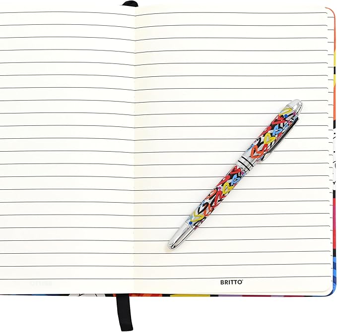 Britto Premium Rollerball Pen - Extra Fine Point with 0.5mm Premium-Grade Refillable Liquid Black Ink, Smooth Precision Writing & Quick Drying Pen for Journaling (Japanese, Brush Hearts)