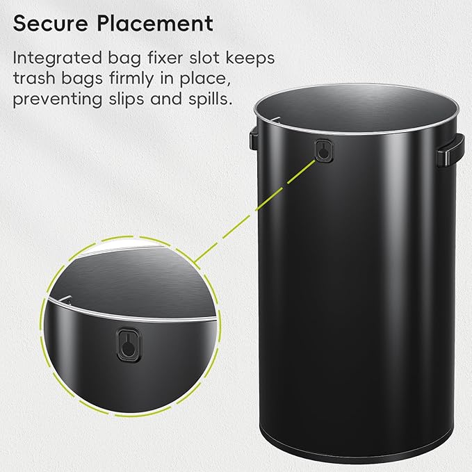 EKO Urban 32 Gallon Round Black Stainless Steel Open Top Waste Bin, Tall Commercial Trash Can for Indoor/Outdoor, Extra Large Metal Garbage Bin for Office, Restaurant, Restroom,120L