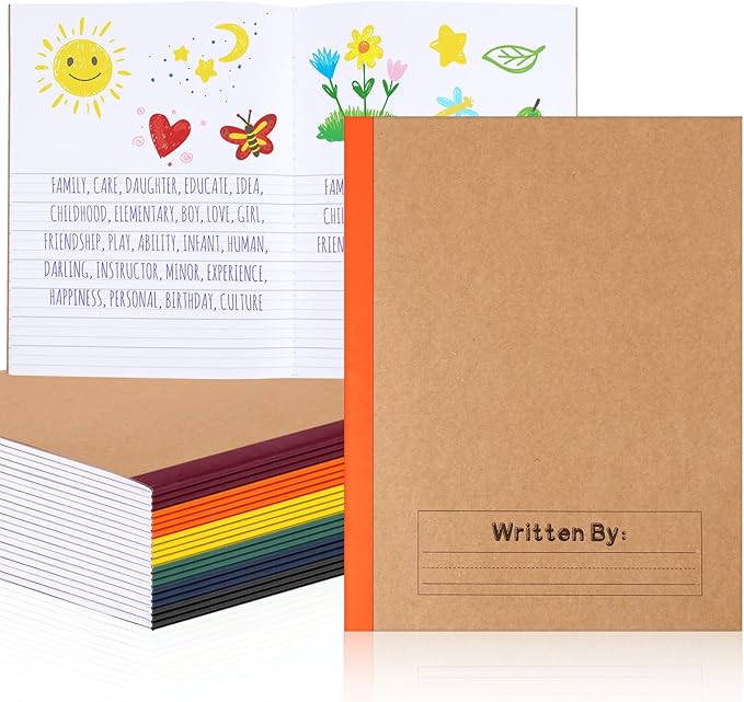 Henoyso 20 Pcs Primary Composition Notebook 9 3/4 x 7 1/2 Inch Kids Journal, Back to School Supplies, K-2 Primary Writing Notebook for Kids Student Draw and Write Story Journal (Jewel Tone Color)