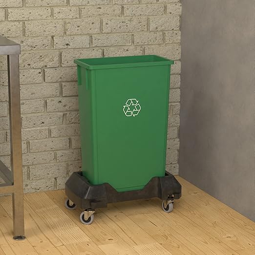 23 Gallon Green Recycle Slim Jim Trash Can with Dolly
