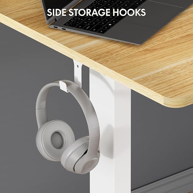 FLEXISPOT Standing Desk Electric Height Adjustable Desk with 48 x 24 Inches Splice Board, Ergonomic Memory Controller, Maple Top + White Frame