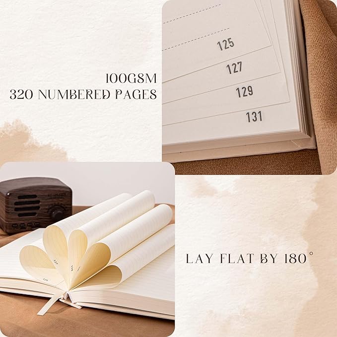 Hardcover Journal for Women Girls, A5 God Lined Journal Notebook, Cute Journal for Writing, Aesthetic Journal, College Ruled Notebook with 100 Gsm Thick Paper, 320 Numbered Pages