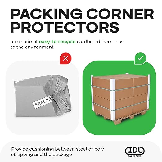 IDL Packaging 2” x 2” x 36” Cardboard Edge Protector (Pack of 200) - Corner Protectors for Shipping, Storage, & Moving – Reinforced Corner Guard Protection for Pallets, Wall Corners, & Furniture