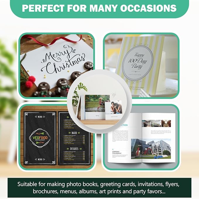 Double Sided Glossy Photo Paper 5x7, Thick Glossy Paper for Cardstock, 100 Sheets 61lb for Inkjet Printer