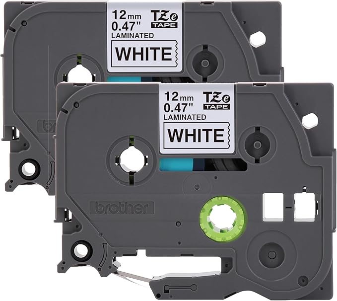 Brother Genuine TZe231~1/2" 2PK Black Print on White Label Tape. Each: 0.47 in x 26.2 ft (12 mm x 8 m) Total: 0.47 in x 52.4 ft (12 mm x 16 m)