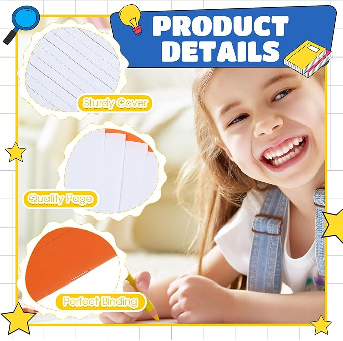 Henoyso 12 Pcs Primary Composition Notebook K-2 9 3/4 x 7 1/2 Inch Primary Journal, Back to School Supplies, Bulk Blank Writing Book for Kid to Write Draw Journal 60 Page Notebooks (Colorful)