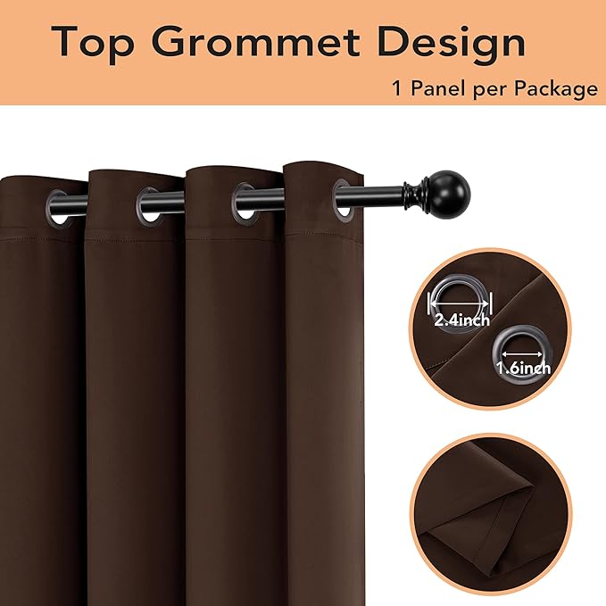 BONZER Room Divider Curtain Screen Partitions Total Privacy Wall Grommet Wide Blackout Curtains for Living Room, 96L x 70W Inch (8L x 5.8W ft), 1 Panel, Chocolate