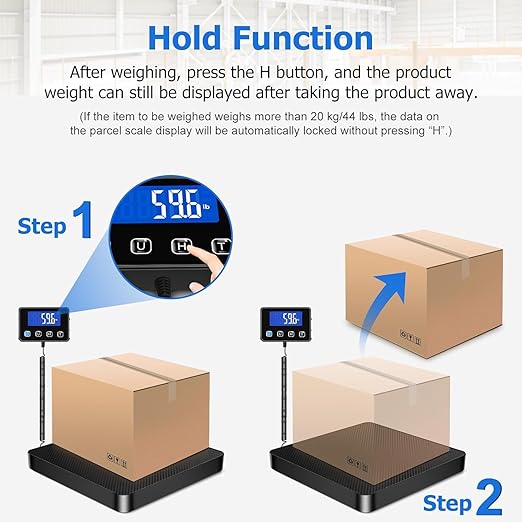 440lb Shipping Scale, 0.35oz High Accurate Digital Package Scale with Hold/Tare Function, Weight Scale for Packages, Luggage, Small Business, Home Use, Battery & Charging Cable Include