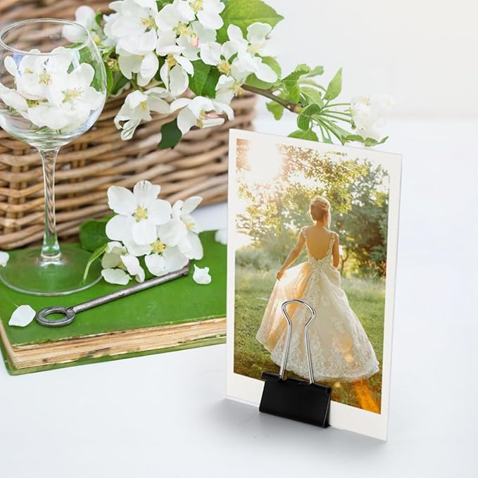 300 Pack Medium Binder Clip, 1-1/4 Inch Metal Black Fold Back Clips, Standard Paperwork Clamp Bulk for School Teacher Student, Business Office Home