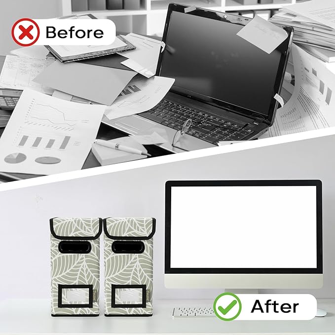 BALEINE File Organizer Box with Lid, Collapsible File Folder Organizer with Plastic Slide, Hanging File Folder Box for Office Document Storage (2 Pack, Antique Foliage, S)