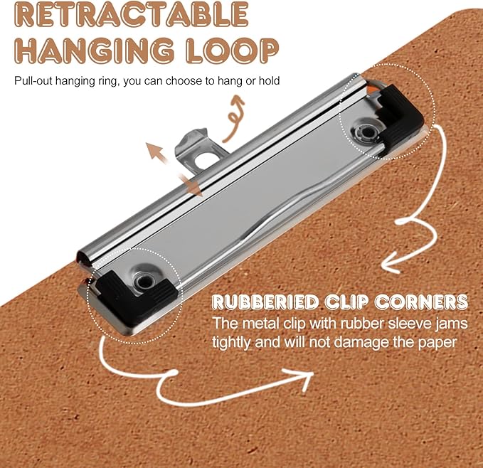 Clipboards, PANDRI 36 Pack Hardboard Office Clipboards, Low Profile Clip, Standard A4 Letter Size, Classroom Supplies, ECO Friendly