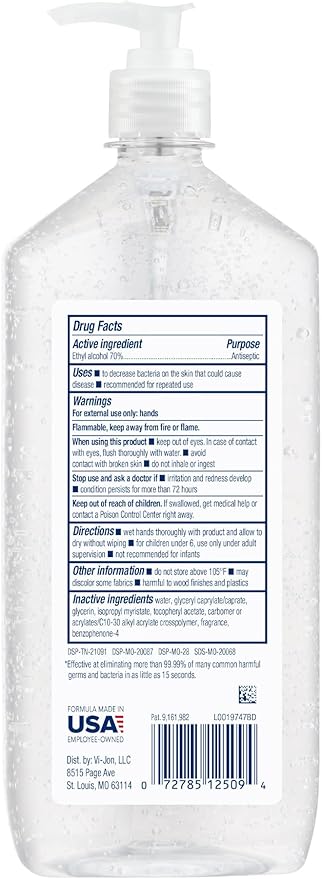 Germ-X Advanced Hand Sanitizer, Non-Drying Moisturizing Clear Gel, Instant and No Rinse Formula, Large Family Size Pump Bottle, Back to School Supplies, 34 Fl Oz (1 Liter)