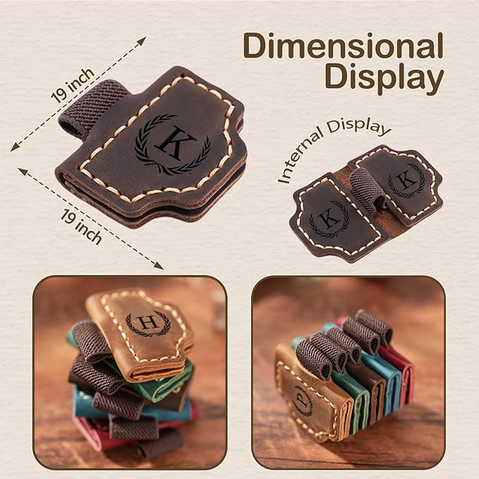 Artlaza Personalized Magnetic Leather Bookmark with Pen Holder - 26 Letters Custom Book Mark with Name Initial Engraved Book Marker for Readers, Book Lovers, Travelers - Gift for Women & Men(Brown，K