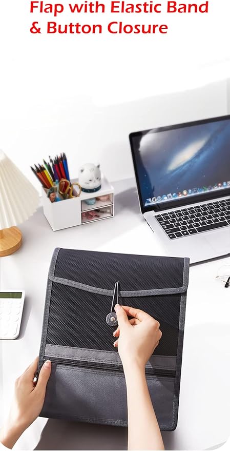 Expanding File Folder Document Organizer with Elastic Cord & Button Closure, 3.5" Expansion, Letter A4 Expandable File Folder with Zipper Closure for Home School Office Organization，4 Pack