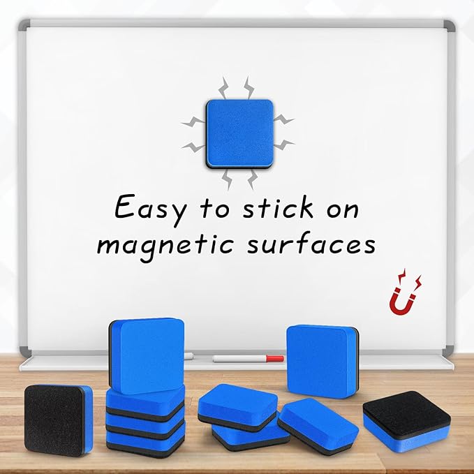 200 Pack Dry Erase Erasers, Mini Magnetic Dry Erase Eraser Bulk, Square Blue White Board Dry Erasers, Ideal Chalkboard Cleansers, Perfect for Kids Classroom, Home and Office (1.97 x 1.97 Inch)