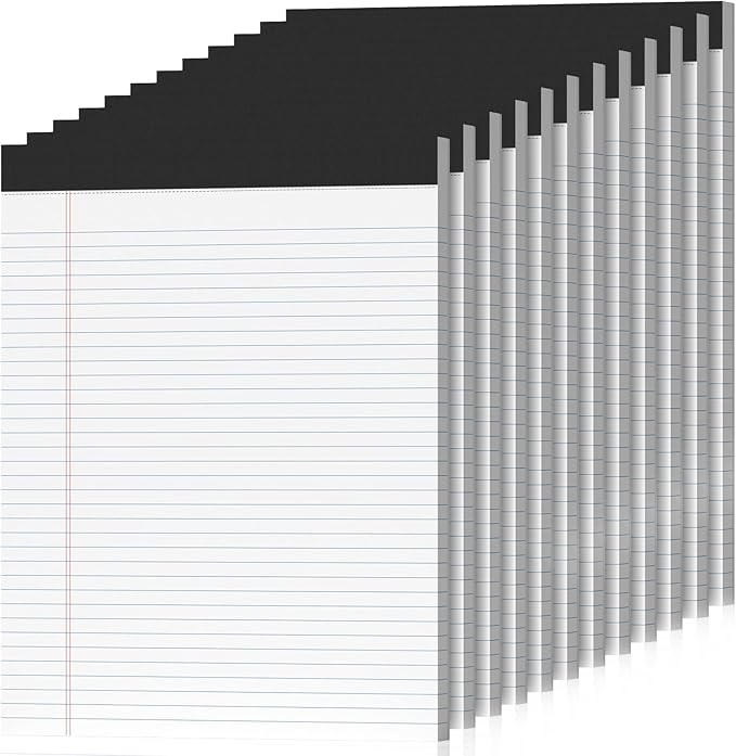 12 Pack Legal Pads 8.5 x 11 College Ruled 600 Sheets Note Pads 8.5 x 11 Inch Notepads Perforated Writing Pads 8.5 x 11 Pads of Paper Lined White Paper, 50 Sheets per Notepad for Home, Office, School