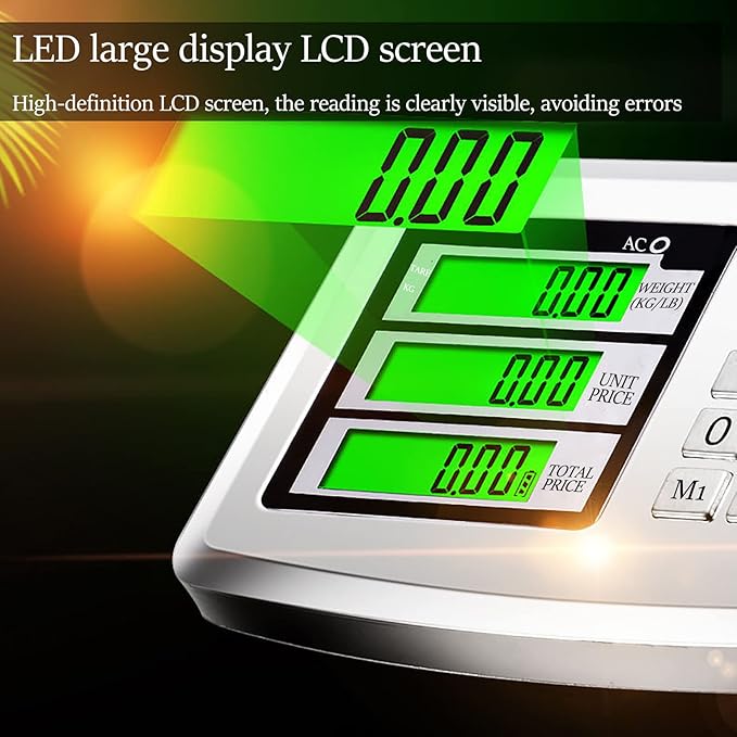 660lb Floor Industrial Platform Scale with Removable Guardrail Digital Scale with Accurate LB/KG High-Definition Displa Foldable for Weighing Luggage Package Shipping Double Sided Display