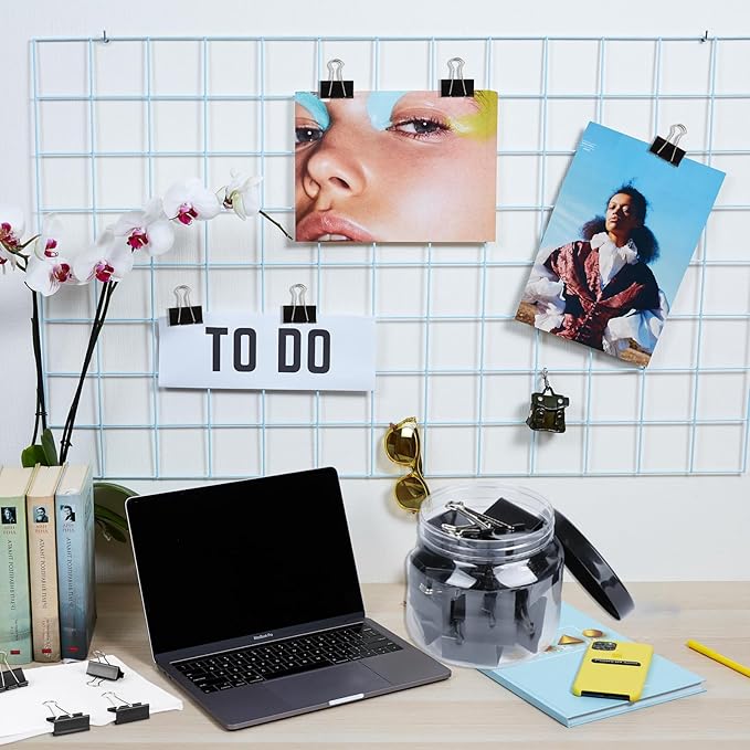 Extra Large Binder Clips Standard 2 inch Length, 1 inch Capacity, 80 Pcs Jumbo Binder Clips for Office