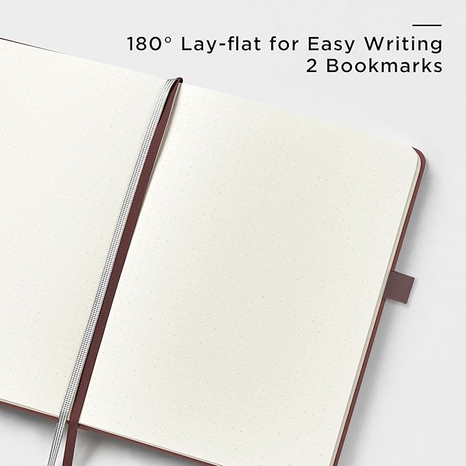 &And Per Se Dotted Journal Notebook, A5 Hardcover Bullet Dotted Journal, 160 Pages 100 gsm Thick Dotted Paper, 3 Sheets of Stickers Included - 5.7'' x 8''（Chocolate）