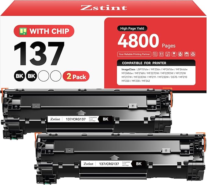 137 Toner Cartridge 2-Pack Replacement for Canon 137 CRG137 Toner Compatible with Canon ImageCLASS MF212w MF216n MF217w MF244dw MF247dw MF249dw MF227dw MF229dw MF232w MF236n LBP151dw D570 Printer