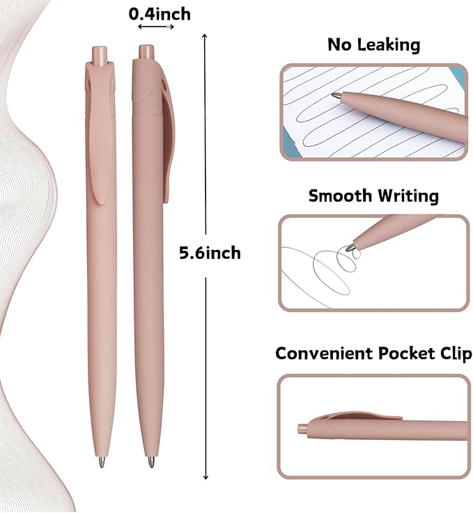 BallPoint Pens, 100 Pack (BLACK Ink),Bulk Pens,Pale Dogwood Pink Barrel,Click Pens for Office Home and School, Retractable Ballpoint Pens, Medium Point, 1.00MM (Pale Dogwood Pink)