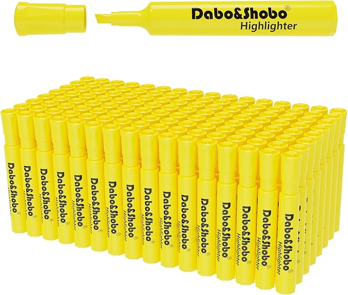 Dabo&Shobo Highlighters 108 Pack, Tank Style Yellow Highlighters, Chisel Tip Highlighter Markers for Coloring