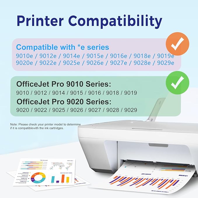 962XL Ink Cartridges Combo Pack Compatible Replacement for HP hp962 962 XL Ink Cartridges Works with OfficeJet Pro 9010e 9012e 9014e 9015e 9018e 9020e 9022e 9025e 9028e (962XL-4P, BK/C/M/Y)