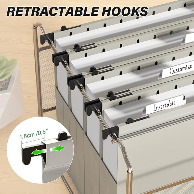 Ansook Plastic Expanding Hanging File Folders,12 Pack Reinforced Extra Capacity Hang Folders,Letter Size,Accordian Pocket,Heavy Duty 2 Inch Expansion,Hanging Folder Organizer for Office Home,Grey