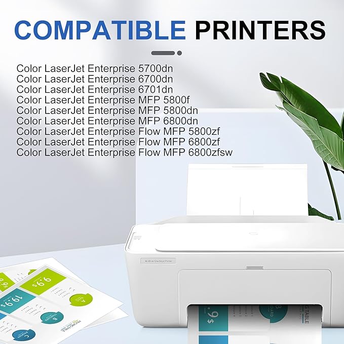 213X Toner Cartridges High Yield 4 Pack(with Chip) Compatible with 213X W2130X 213A W2130A 4 Pack for Enterprise 5700dn 6700dn 6701dn, Flow MFP 5800 6800, MFP 5800 6800(Black Cyan Yellow Magenta)