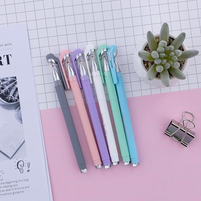 BAZIC Oil Gel Fuse Tech Ink Pen, GR8 Dazzle Black Ink w/Rubberized Barrel, 0.7 mm Medium Point Smooth Writing, for Office School (3/Pack), 6-Pack