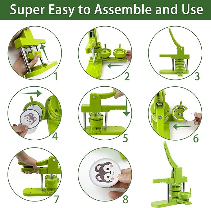 Button Maker Machine Multiple Sizes, DIY Pin Maker Button Press Machine 1.25+2.25+3 Inch, Removable Badge Press Kit with 300 Pcs 32mm+58mm+75mm Badge Supplies&Circle Cutter
