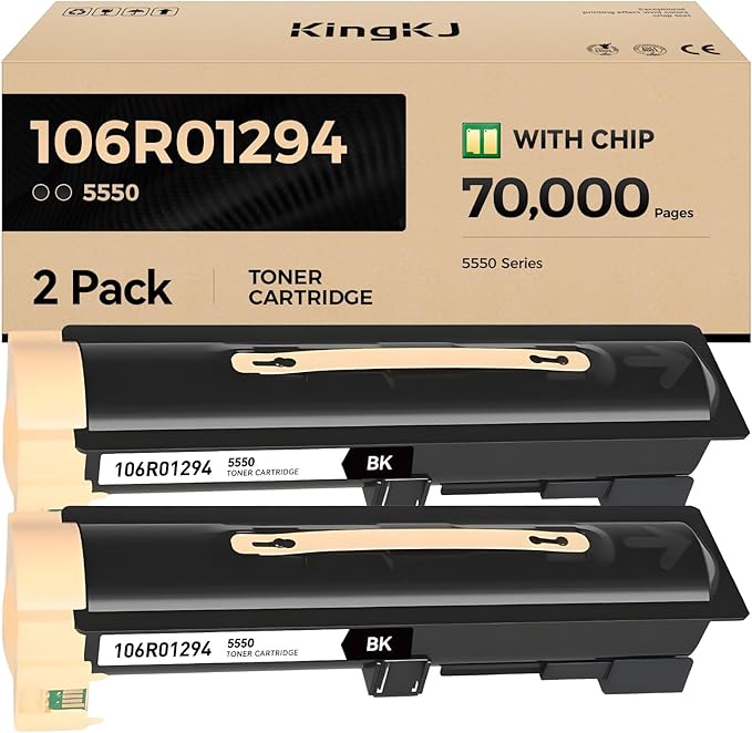 106R01294 Phaser 5550 Black High Capacity Toner Cartridge 2-Pack with chip Replacement for Xerox 106R01294 Toner Cartridges Compatible with Xerox Phaser 5550 Series Laser Printer Ink All-in-One Copier