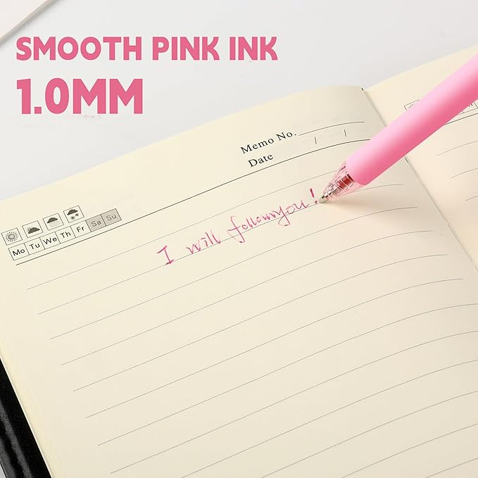 deegtran Pens Bulk, 50 Pack Smooth Pink Ink Ballpoint Pen, Wholesale Retractable Pens, No Bleed Aesthetic Click Pen Medium Point, 1.0MM