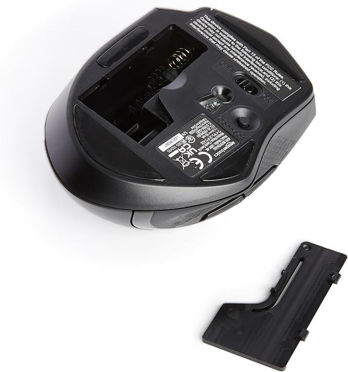 Amazon Basics Computer Mouse Wireless, Ergonomic, 2.4 GHz Optical, DPI Adjustable, Compatible With PC, Mac, Laptop, Black