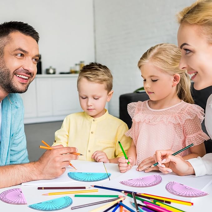 EBOOT 50 Pcs Math Protractors Plastic Protractor 180 Degrees, 4 Inches (Pink,Blue)