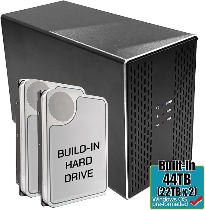 Avolusion PRO-T2 Series 44TB (22TB x2) Dual Bay USB 3.0 External Hard Drive (JBOD, RAID0, RAID1, Big) for Desktop PC / Laptop (Windows OS) (Renewed)