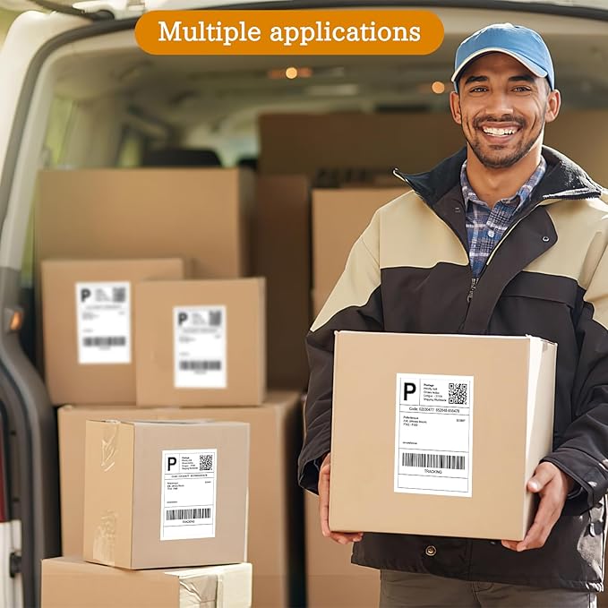 4" x 6" Thermal Labels, 200 Fanfold Labels, Direct Thermal Shipping Label Compatible with Nelko, Rollo, Zebra, Brother, Orgbro, Munbyn, Jadens Shipping Label Printer, Commercial Grade