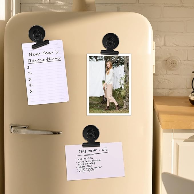 FINDMAG 48 Pack Magnetic Clips for Photo Display, Picture Hanging, Heavy Duty Scratch-Free Magnet Clips for Refrigerator, Metal Fridge Magnets for Whiteboard, Kitchen, Office, School Use.