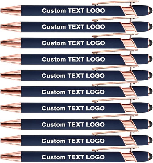 Custom Engraved Ballpoint Pens Bulk, Personalized with Name/Logo, Black or Blue Ink, Smooth Writing for Office, School, Business, Church, Reunion 100 Pcs Blue