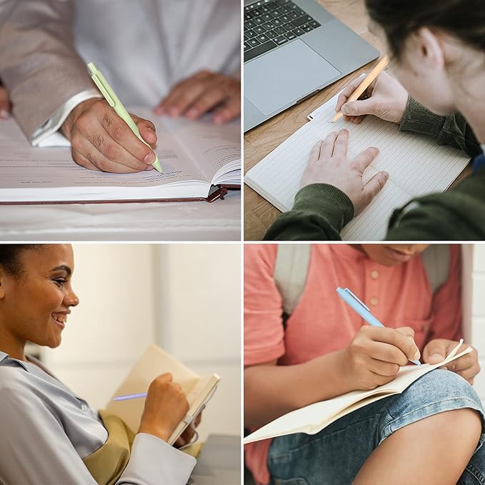 14-Pack Pastel Ballpoint Pens, Medium 1.0mm Black Ink, Retractable - For Smooth Writing and Journaling