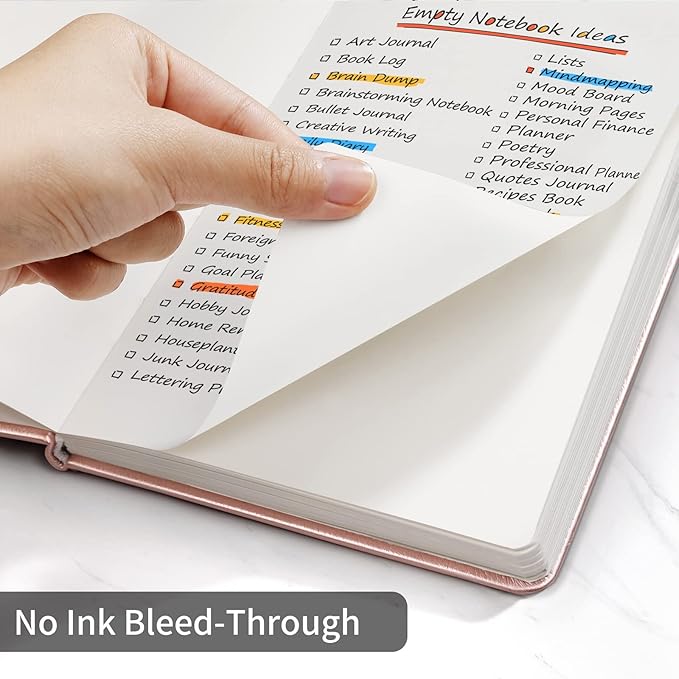 Annecy Blank Journal Notebook, Medium 5.5x 8.25, 160 Pages 100GSM Writing Paper, A5 Rose Gold Faux Leather Cover with Pen Loop