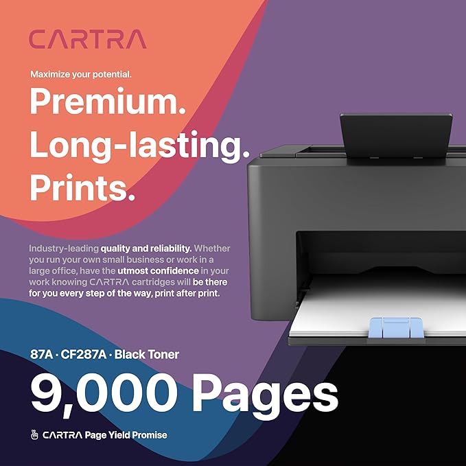 CARTRA 87A Toner Cartridge Black CF287A 2-Pack with Smart Chip, Compatible Replacement for 87A Black Toner Cartridge for HP Printer Models M506, MFP M527, and Flow MFP M527 Series, Office Supplies Use