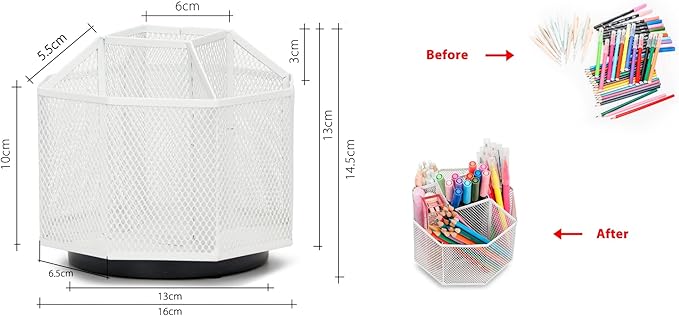 Exerz Desk Organiser/Mesh Desk Tidy Candy/Pen Holder/Multifunctional Organiser 360 Rotating