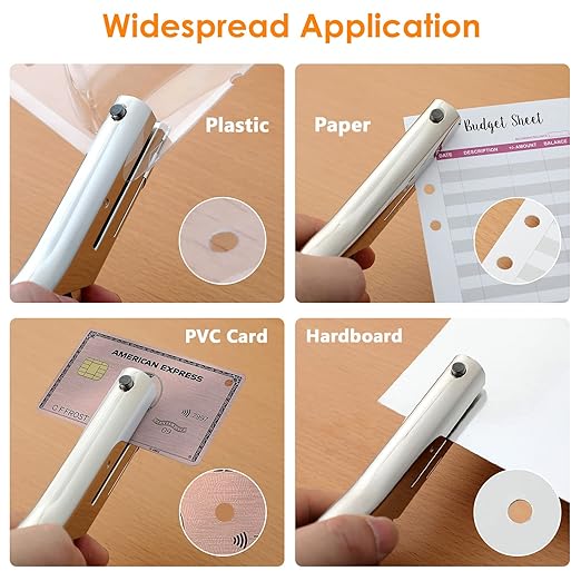 Hole Punch 5/16 inch Single Hole Punch,Heavy Duty Hole Puncher Single,Paper Punch Portable Hand Held Long Hole Puncher for Paper Cards Plastic Cardboard (Silver) (5/16"-8mm Hole)