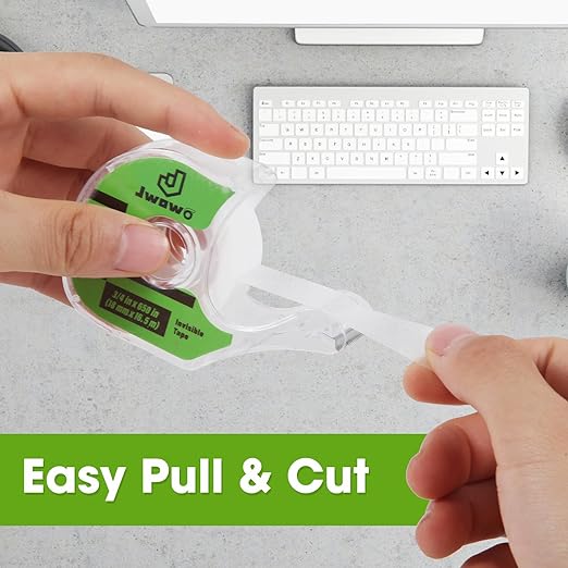 12 Invisible Tape with 12 Refillable Tape Dispenser, Home Office Supplies and Back to School Supplies for College and Classrooms, Matte Finish, 3/4 in x 650 in