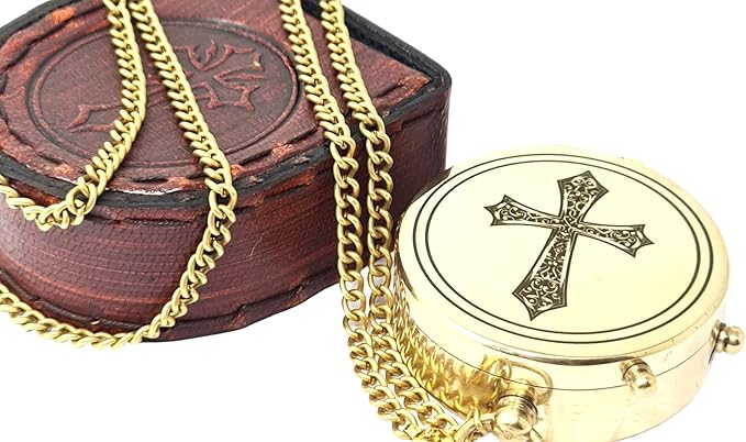 Brass Compass Engraved with Religious Scripture Verse - Ideal Gift for Son, Grandson, Daughter - Perfect for Baptism, Communion, Church and Graduation Day Present