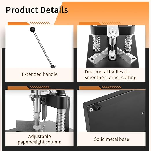 Corner Rounder, Paper Punch Cutter, Hand-Operated Corner Rounding Machine with R6mm and R10mm Dies, Industrial Heavy Duty Paper Cutting Tool for Laminate