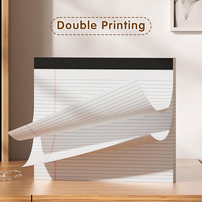 11" x 9.5" Legal Pads College Ruled Notepad 2 Pack White & Yellow Colored Note Pads 30 Sheets Lined Paper Pads 80 GSM Legal Pad 9/32 Inch Writing Pads with Sturdy Back for School, Office, Home